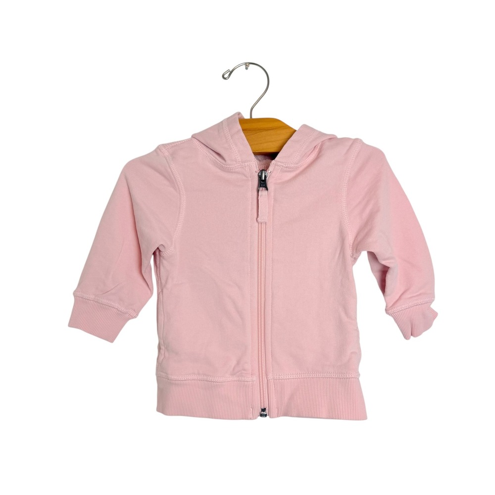 Hanna Andersson Pink Organic Cotton Bear Ear Zip Up Hoodie 12-18 Months 75cm